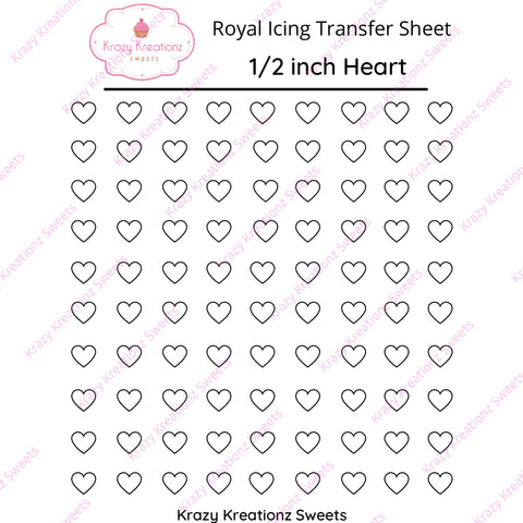 1/2 inch Heart Transfer Sheet