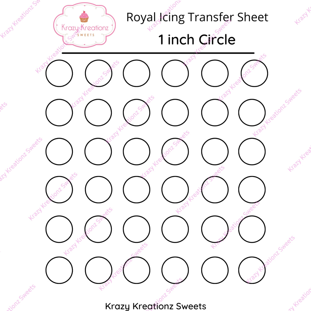 1 inch Circle Transfer Sheet – Krazy Kreationz Sweets