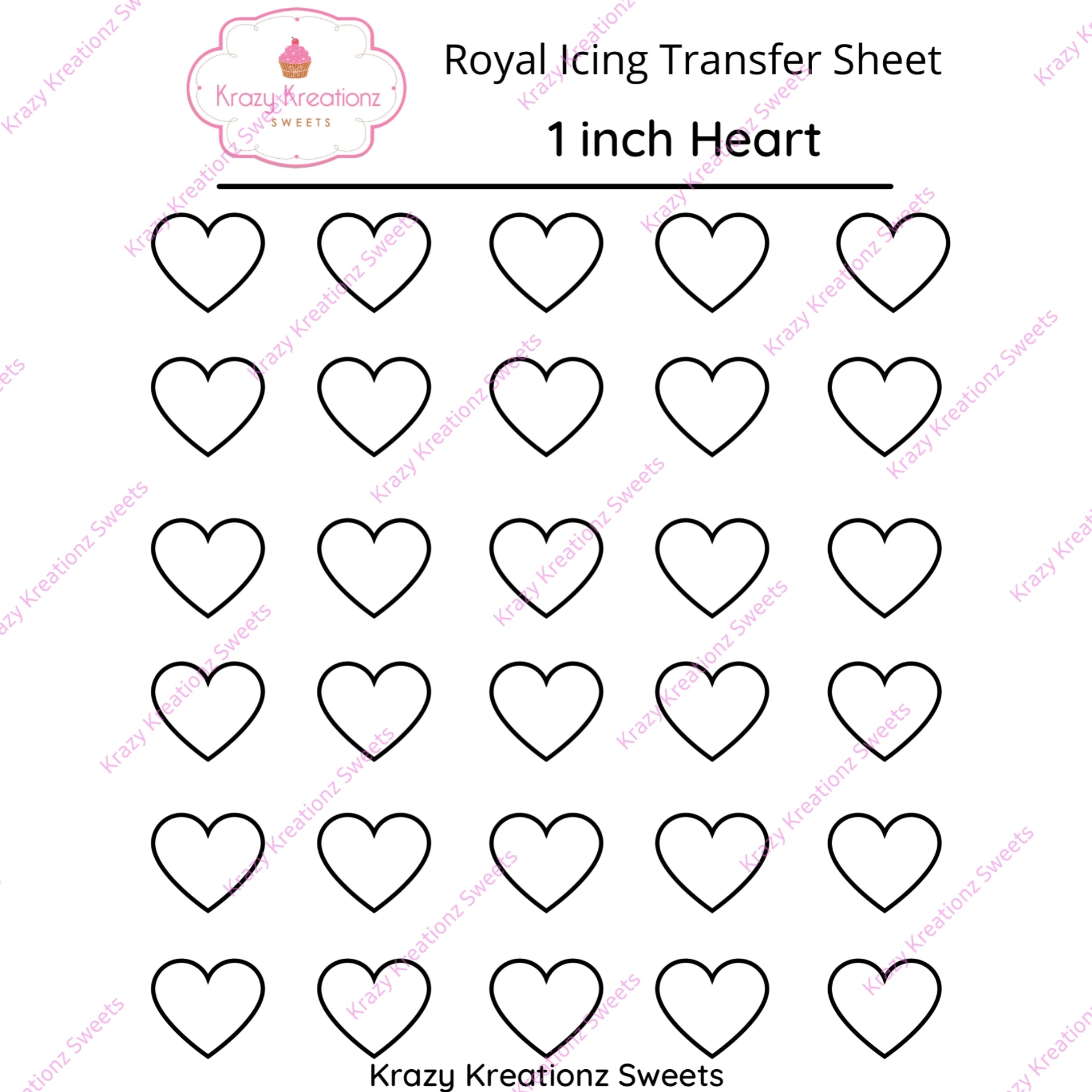 1 inch Heart Transfer Sheet