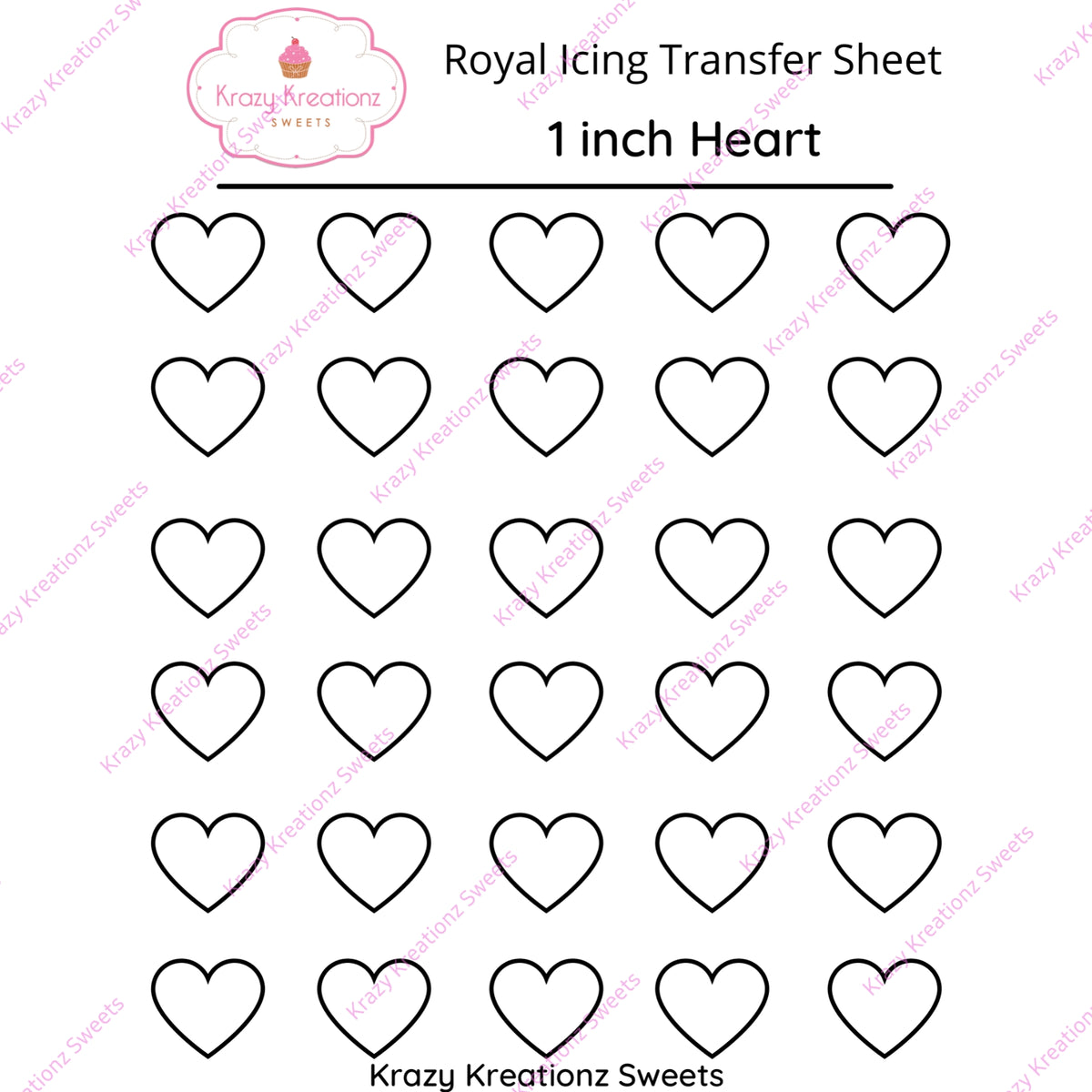 1 inch Heart Transfer Sheet – Krazy Kreationz Sweets