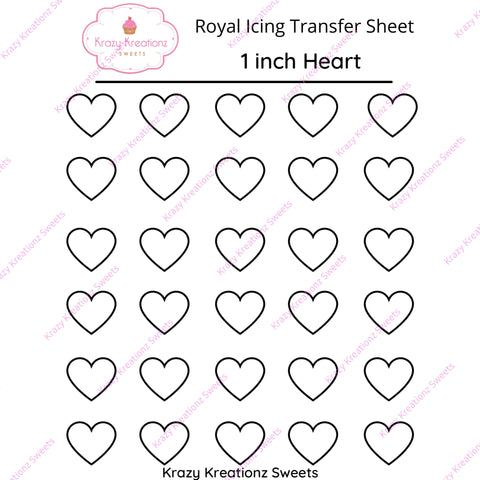 1 inch Heart Transfer Sheet