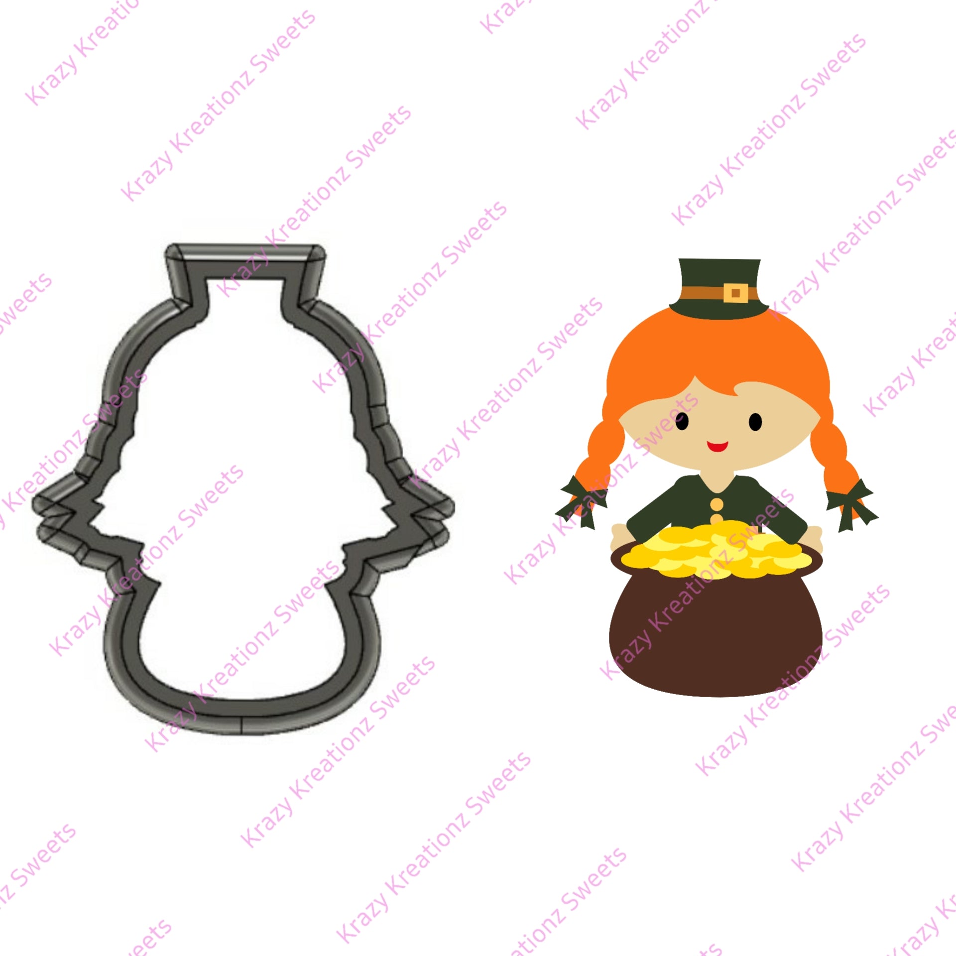 Girl Holding Pot of Gold Cookie Cutter