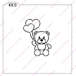 Paint Your Own Cookie Bear Holding Balloon Stencil