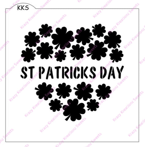 St Patricks Day Shamrock Heart Cake Stencil
