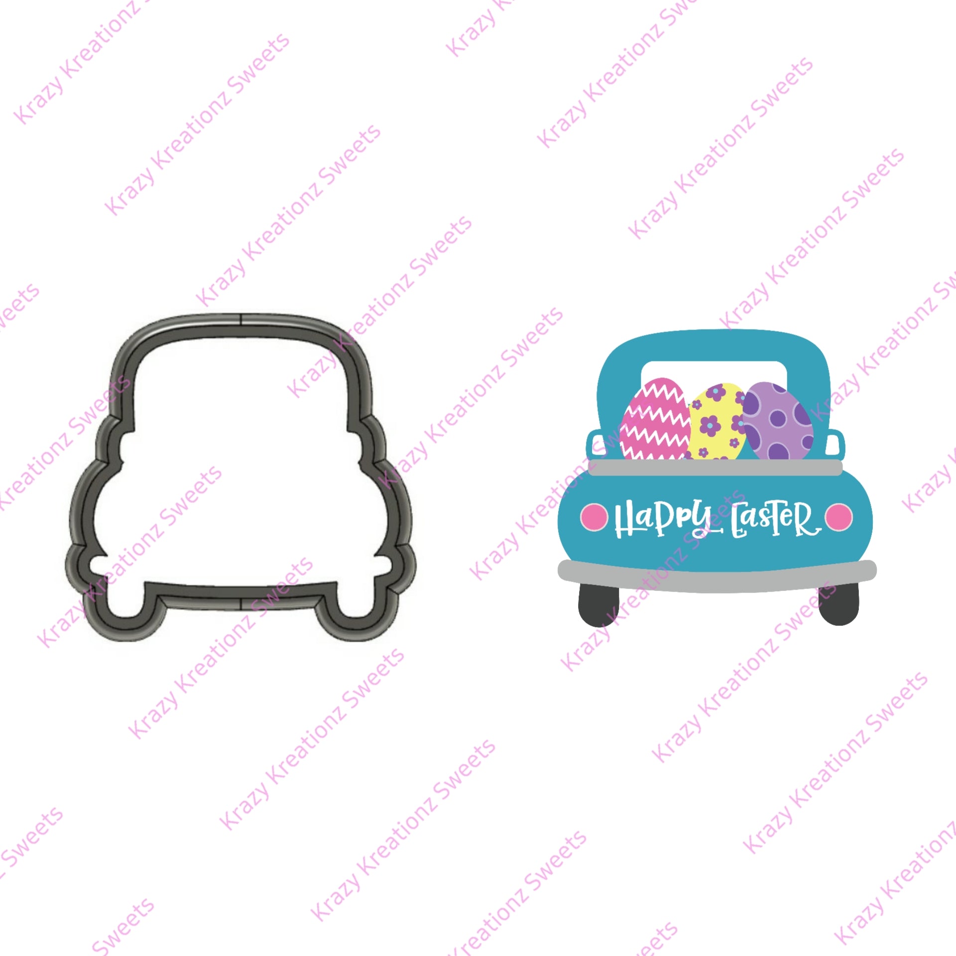 Back of Easter Truck Cookie Cutter