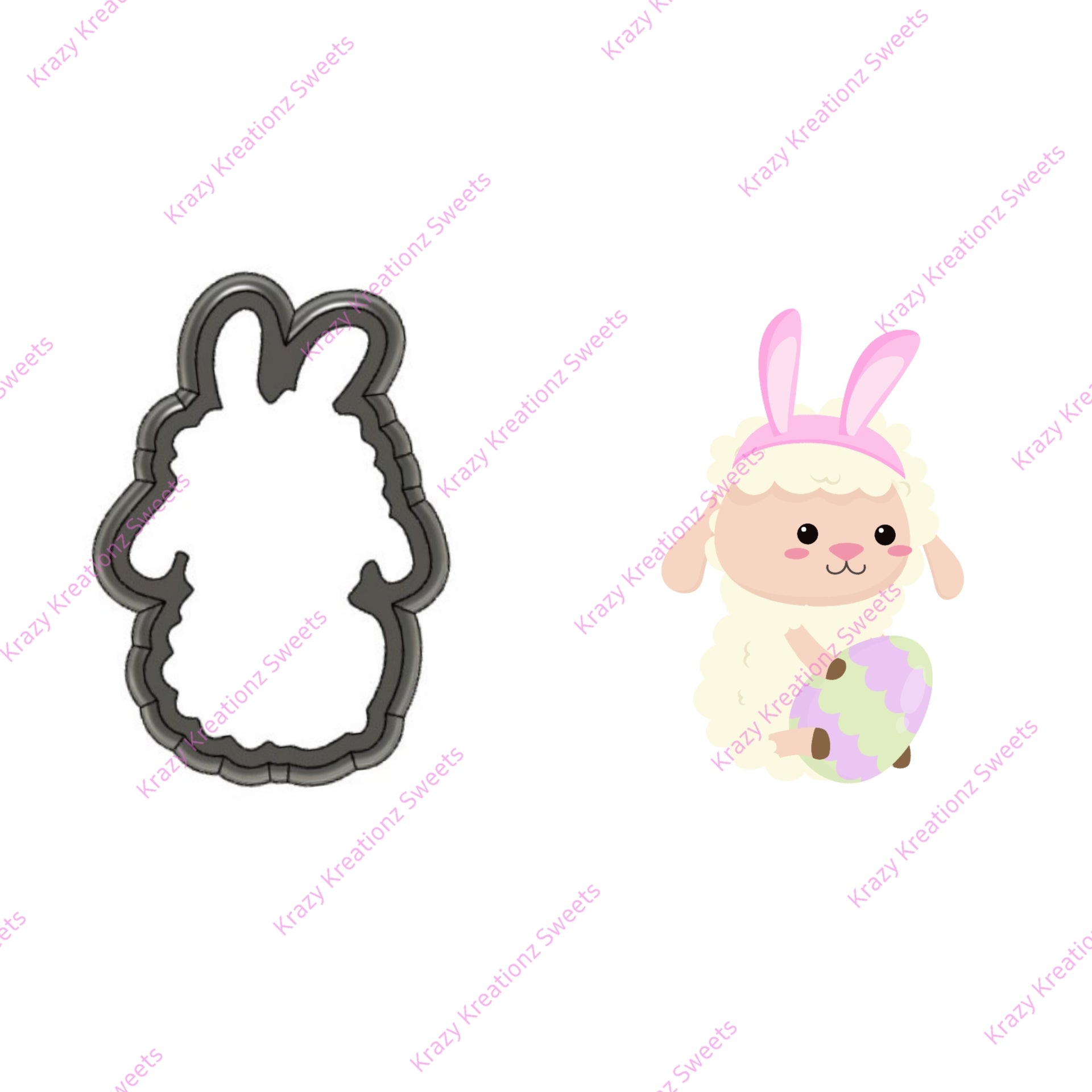 Bunny Lamb Holding Egg Cookie Cutter