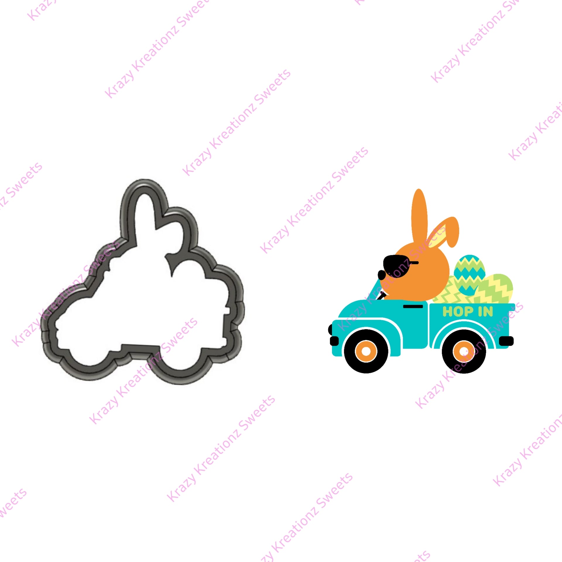 Cool Bunny Truck Cookie Cutter