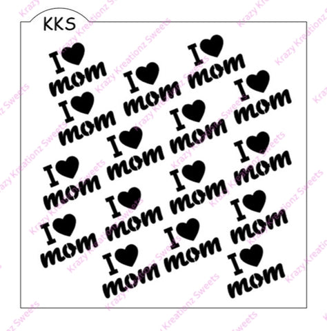 I Heart Mom Background Cookie Stencil