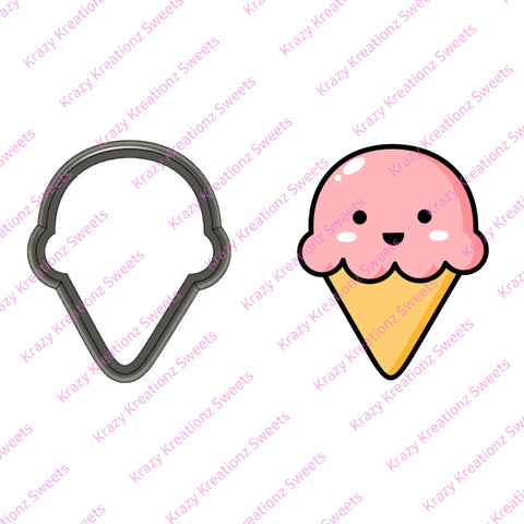 Chubby Smiley Ice Cream Cone Cookie Cutter