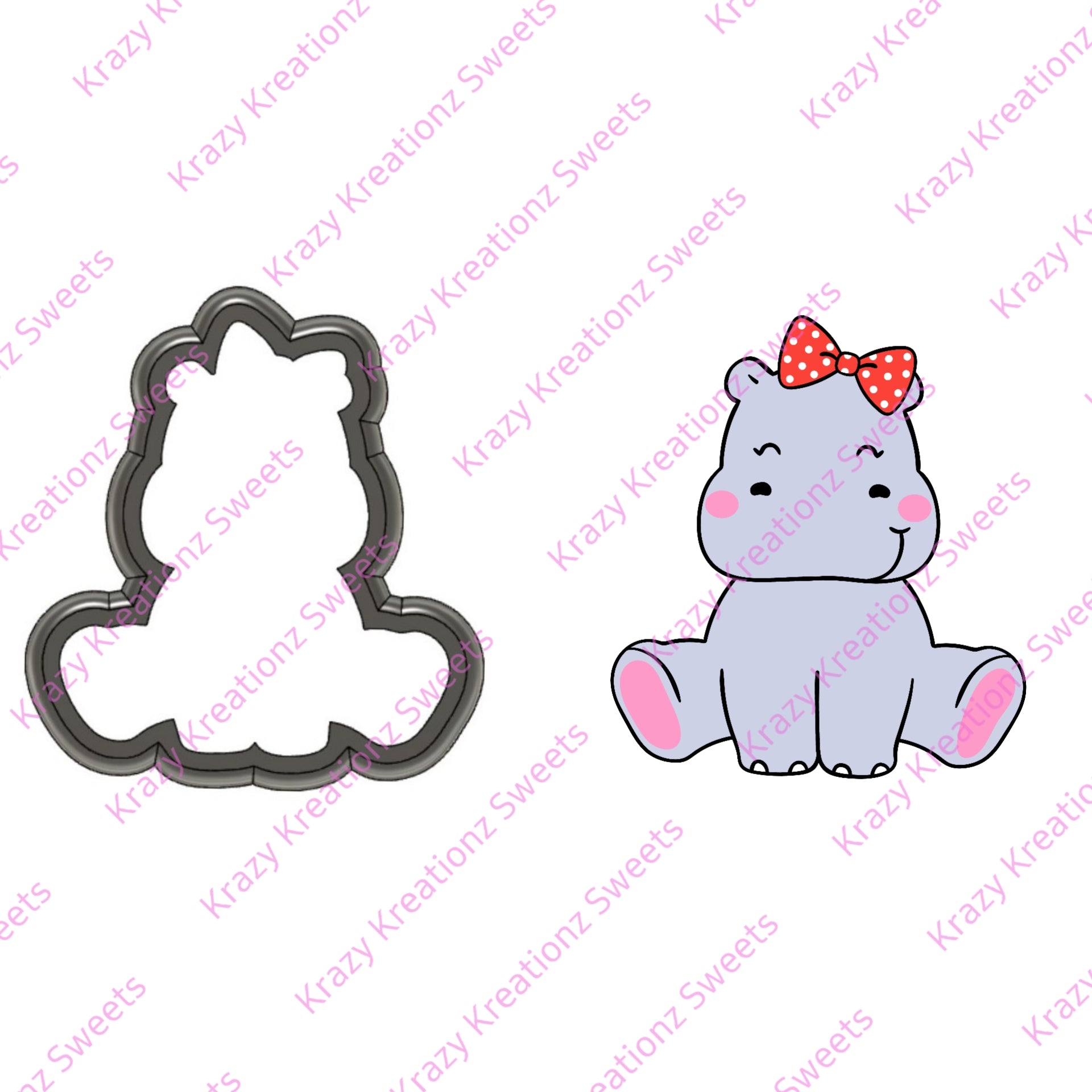 Girly Hippo Cookie Cutter
