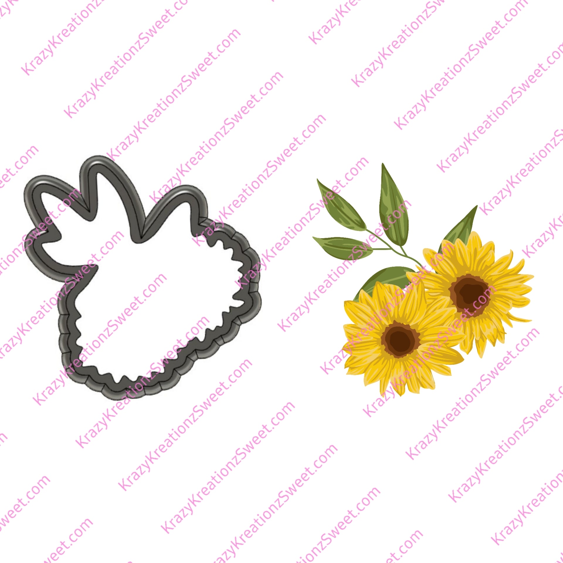 Sunflower With Leaves Cookie Cutter