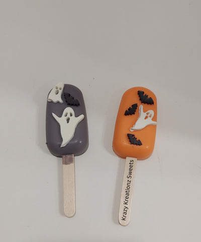 Spooky Cakesicles - Ghost and Bat - Halloween Cakesicles - Cake - Chocolate 