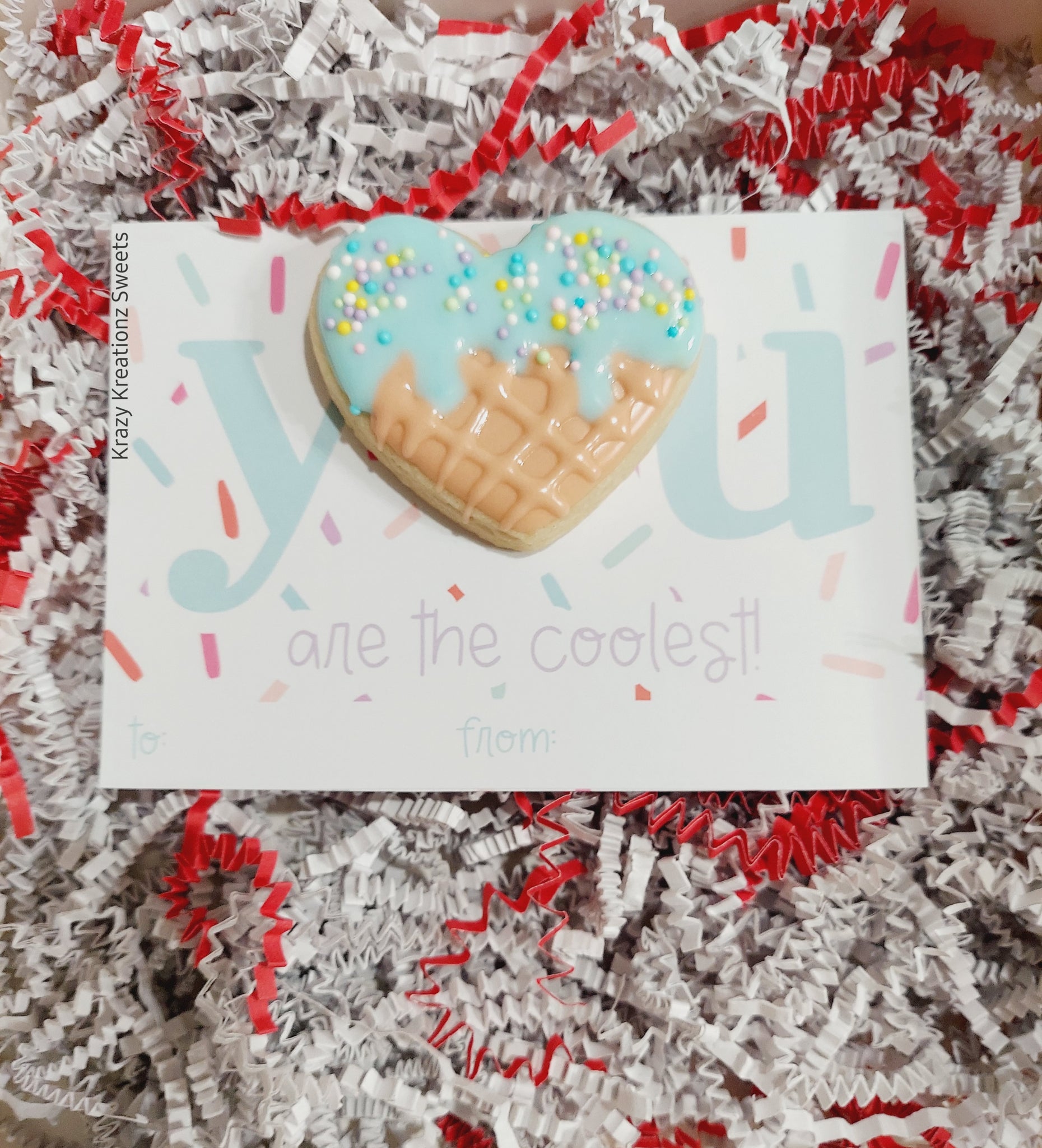 You Are The Coolest Cookie Card - Heart Ice Cream Cone