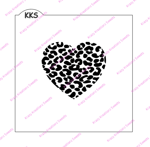 Cheetah Print Heart Cookie Stencil