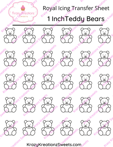 1 Inch Teddy Bear Transfer Sheet