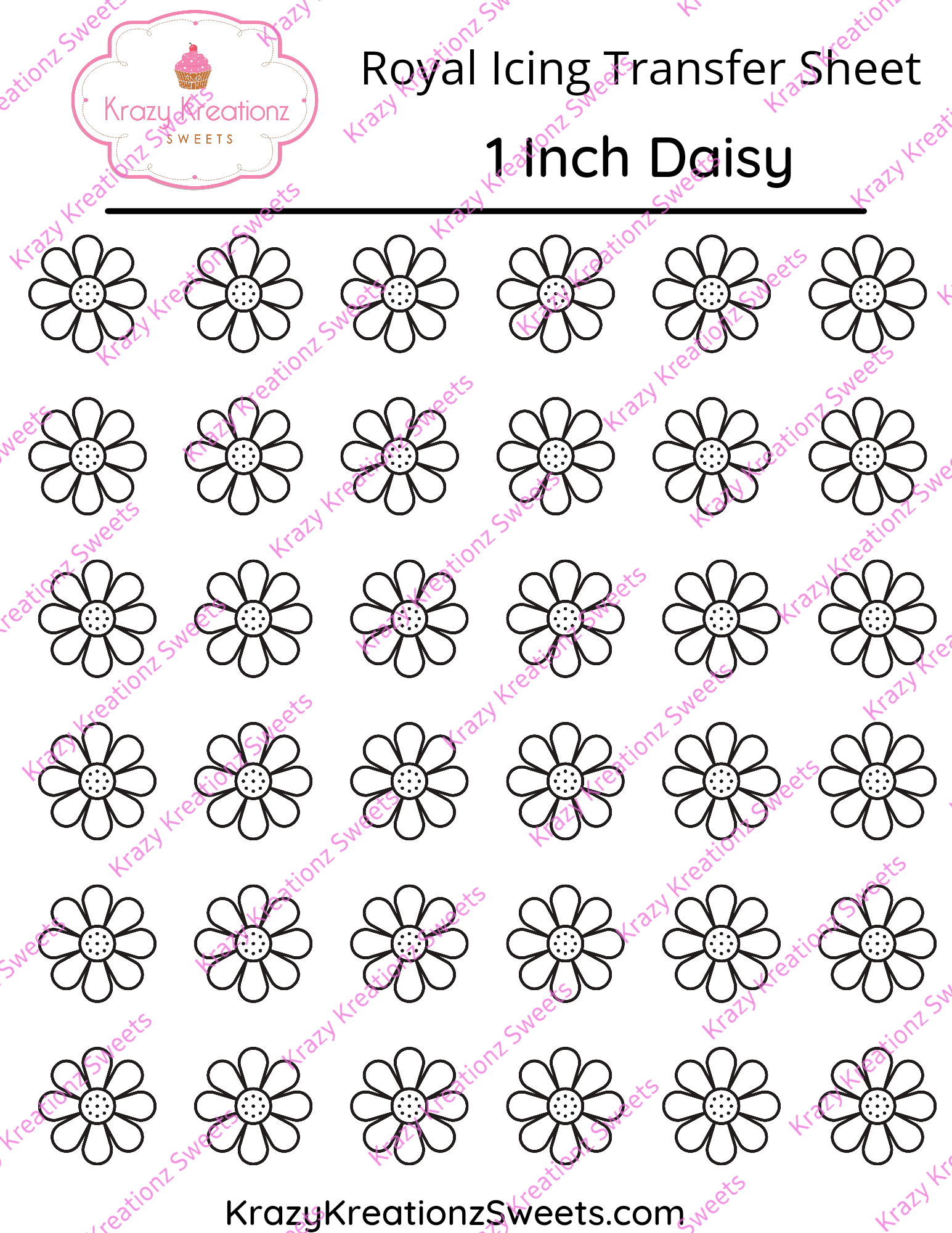 1 Inch Daisy Transfer Sheet