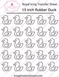 1.5 inch Rubber Duck Royal Icing Transfer Sheet