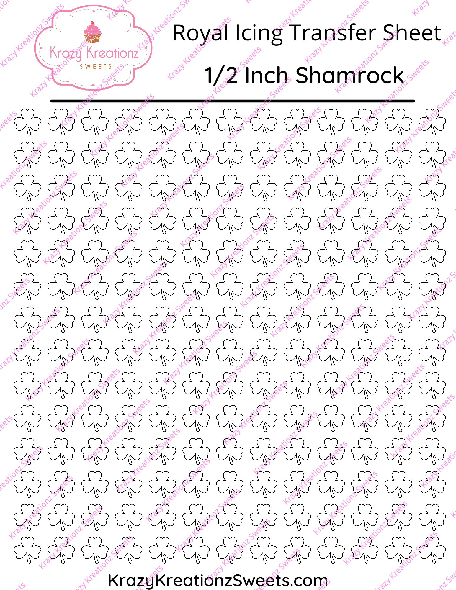 1/2 inch Shamrock Royal Icing Transfer Sheet