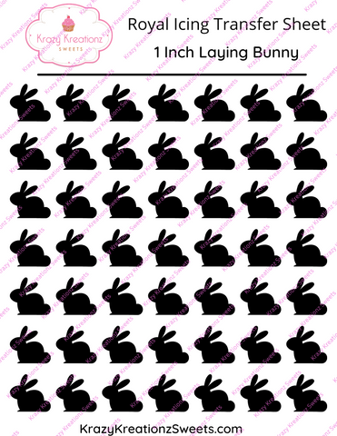 1 inch Laying Bunny Royal Icing Transfer Sheet