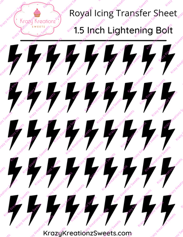 1.5 inch Lightening Bolt Royal Icing Transfer Sheet