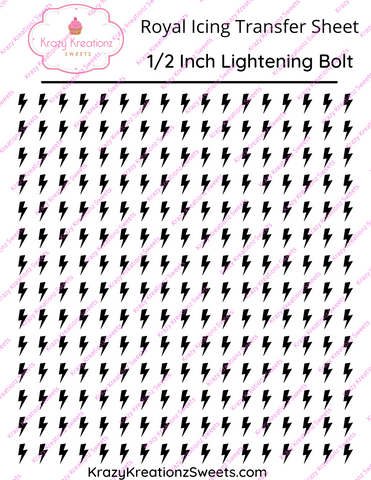 1/2 inch Lightening Bolt Royal Icing Transfer Sheet