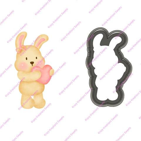 Rabbit Holding Heart Cookie Cutter