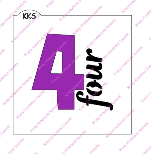Four - Script Stencil – Krazy Kreationz Sweets