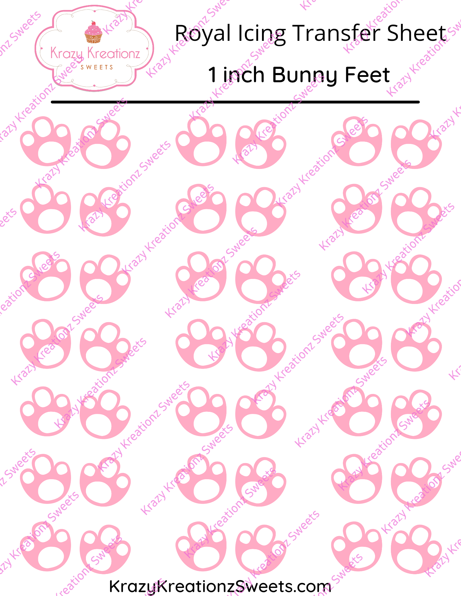 1 inch Bunny Feet Transfer Sheet