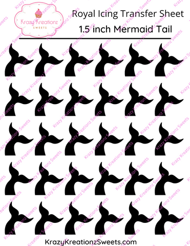 Mermaid Tail - 1 Inch - Icing Transfer Sheet