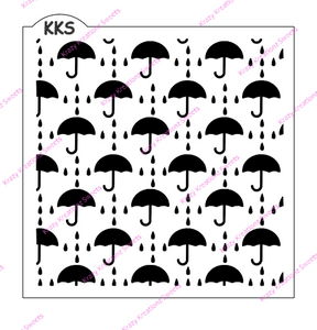 Umbrella & Rain Cookie Stencil