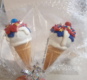 4th Of July Ice Cream Cone Cake Pops