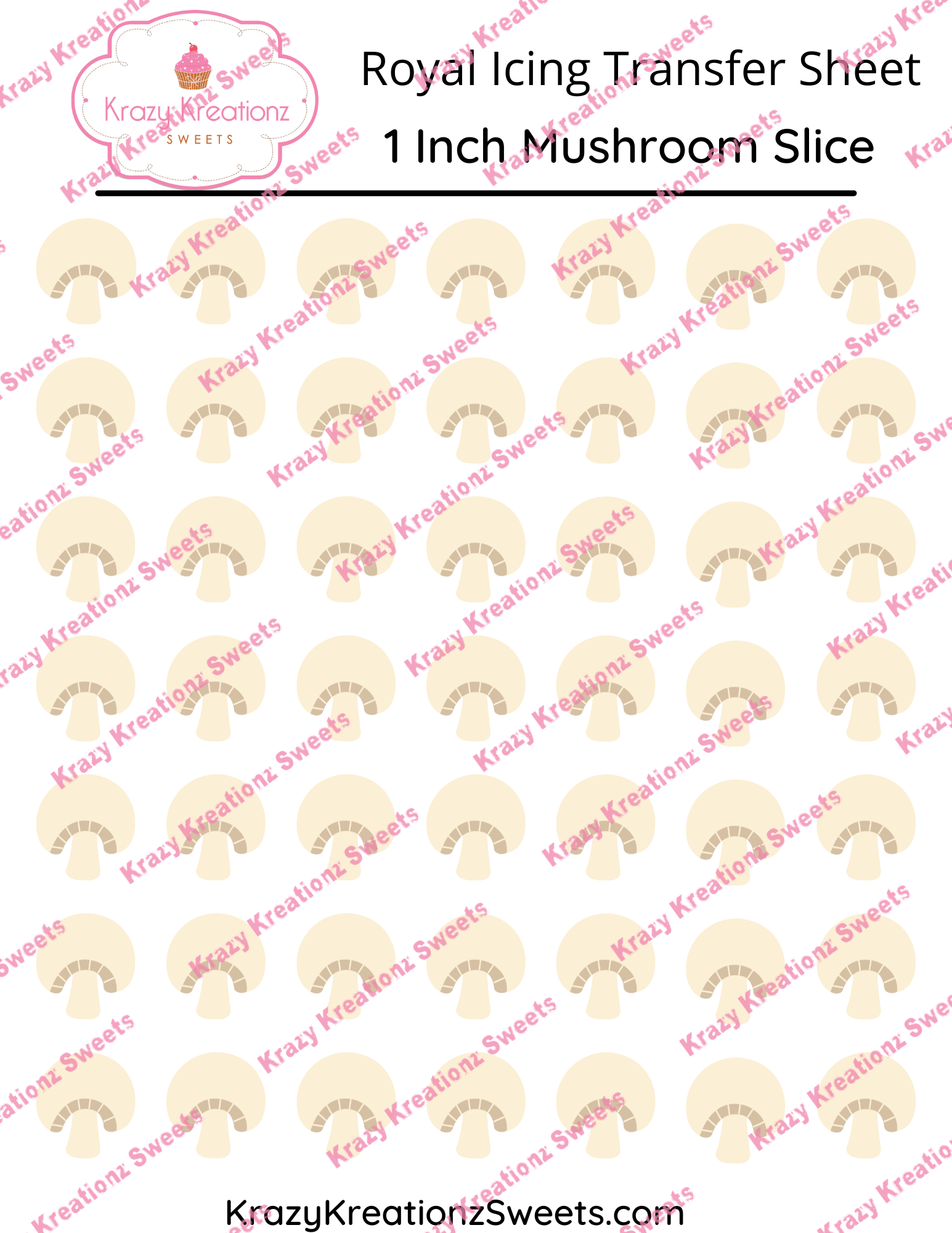 1 Inch Mushroom Slice Transfer Sheet