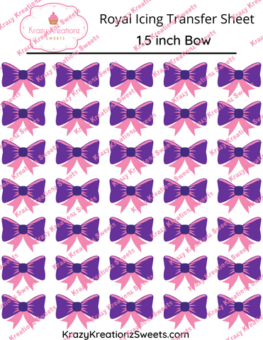 1.5 inch Bow Icing Transfer Sheet